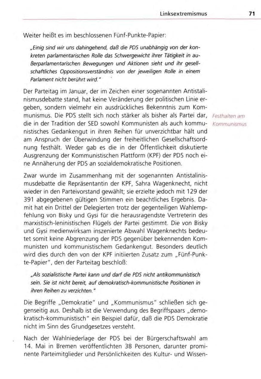 Seite 71 des Verfassungsschutzbericht 1995 Bayern