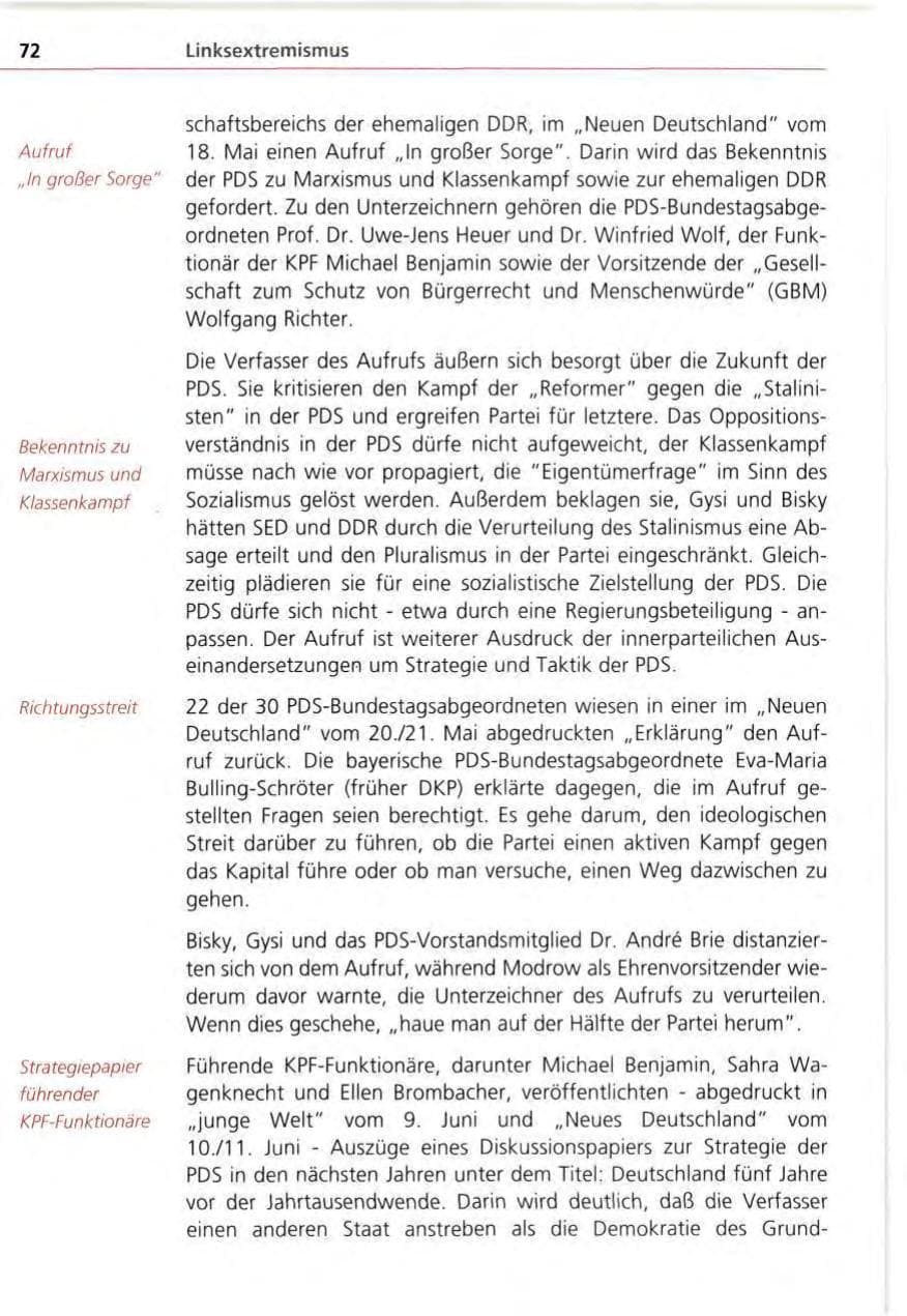 Seite 72 des Verfassungsschutzbericht 1995 Bayern