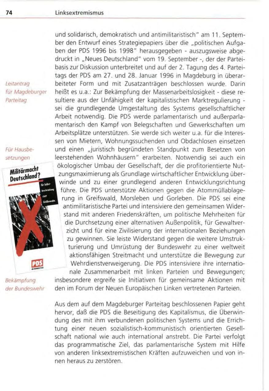 Seite 74 des Verfassungsschutzbericht 1995 Bayern