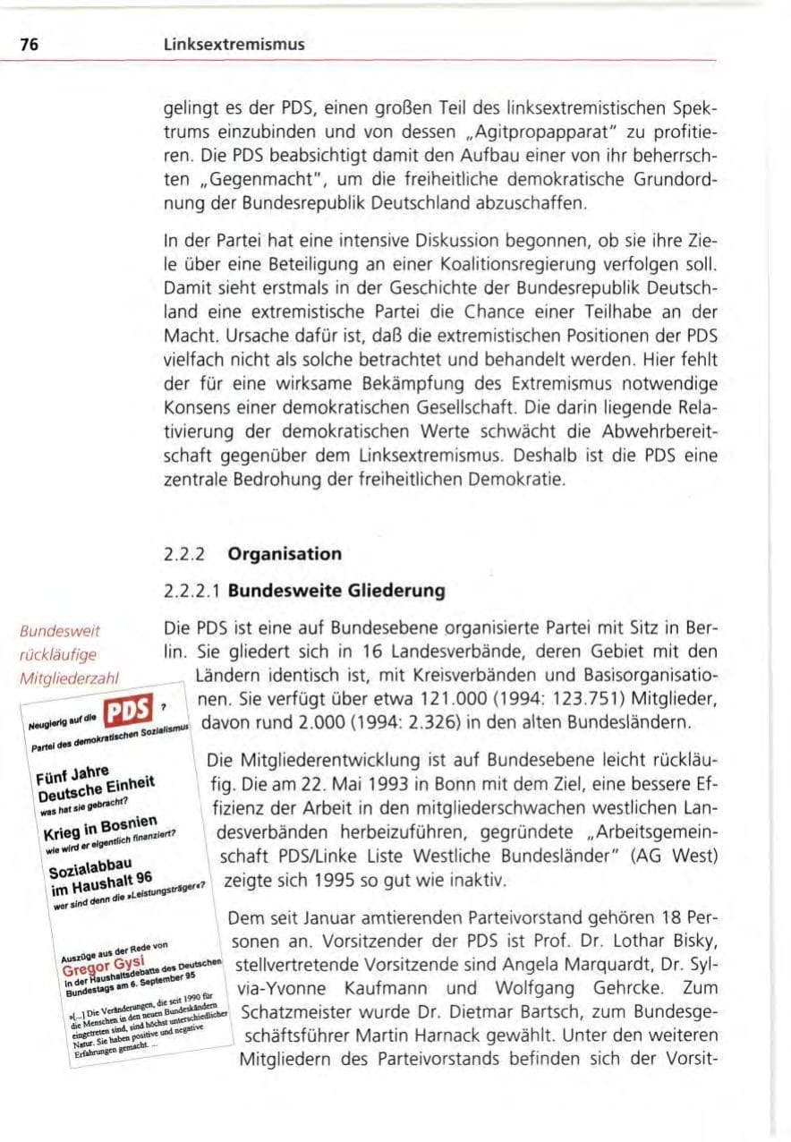 Seite 76 des Verfassungsschutzbericht 1995 Bayern