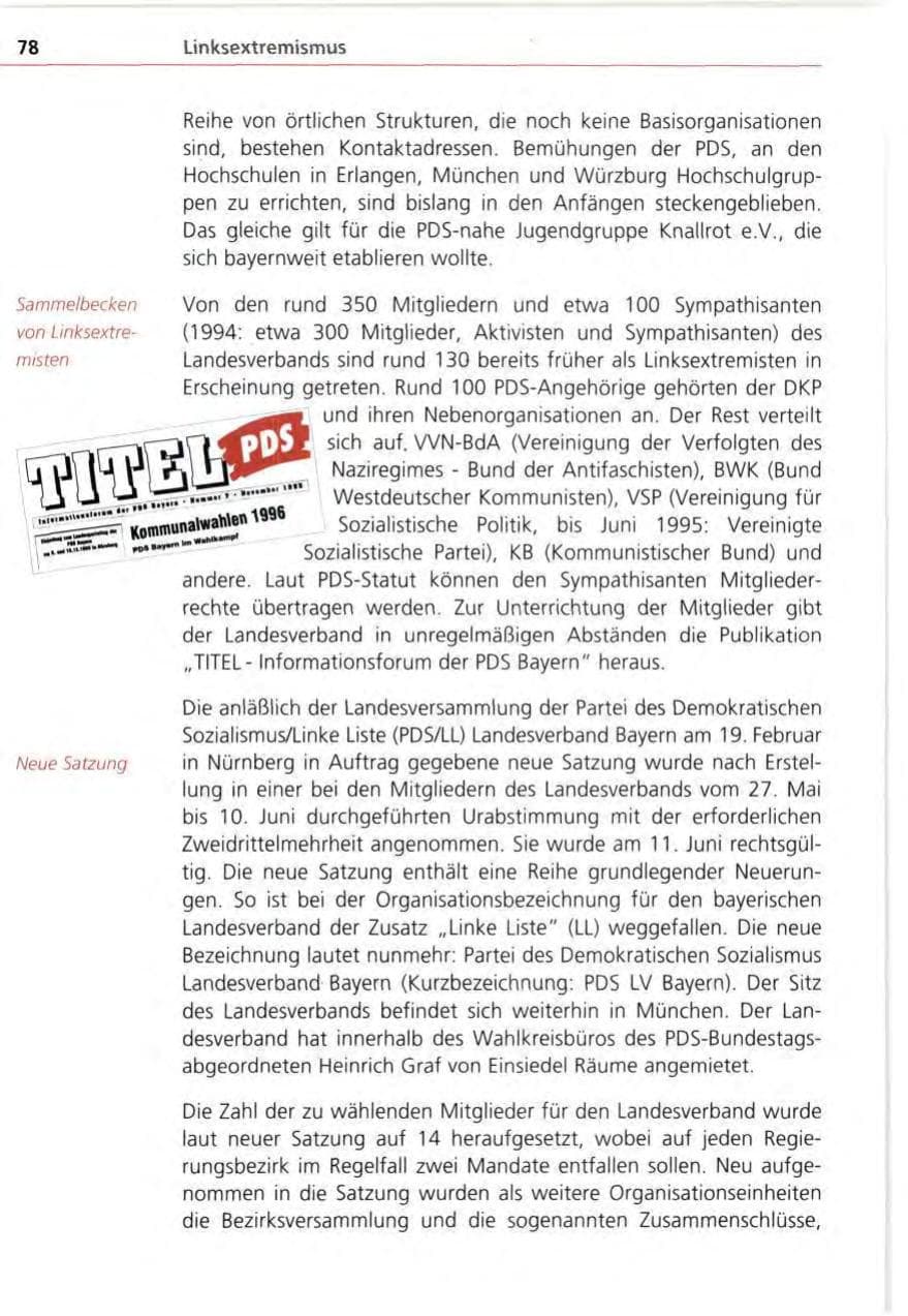 Seite 78 des Verfassungsschutzbericht 1995 Bayern