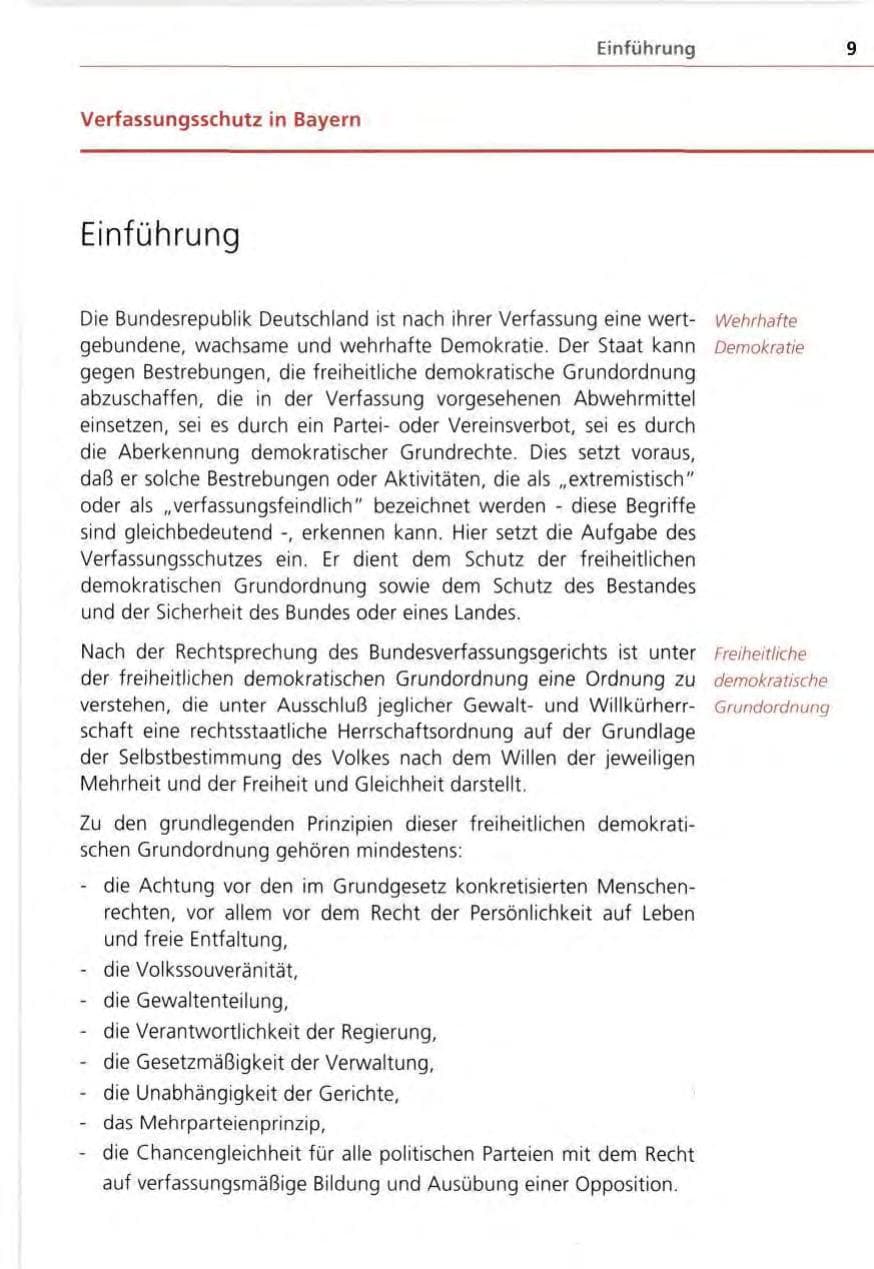 Seite 9 des Verfassungsschutzbericht 1995 Bayern