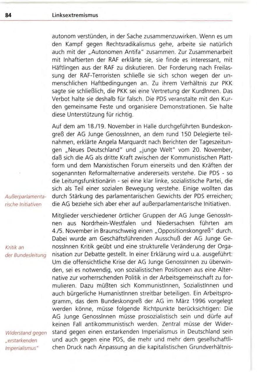 Seite 84 des Verfassungsschutzbericht 1995 Bayern