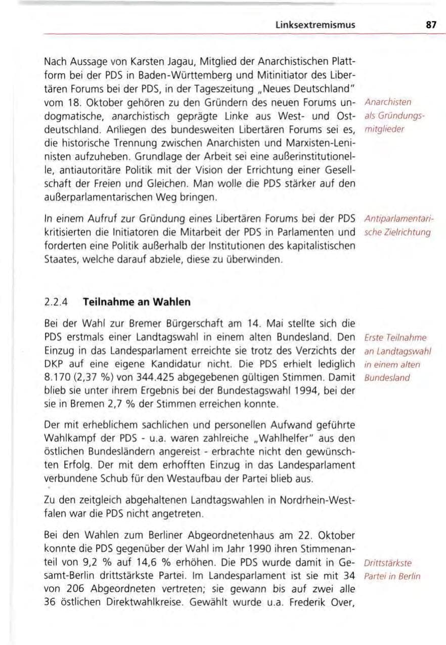 Seite 87 des Verfassungsschutzbericht 1995 Bayern
