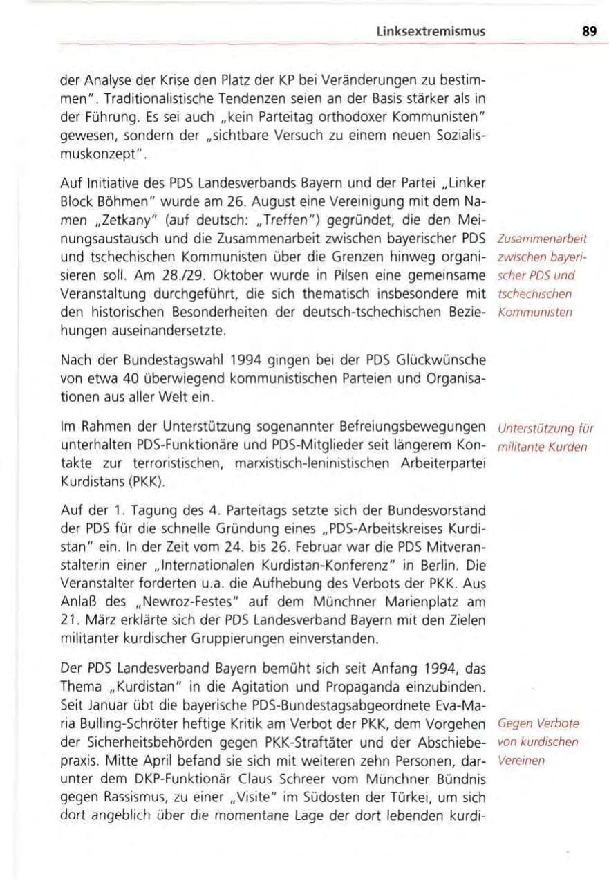 Seite 89 des Verfassungsschutzbericht 1995 Bayern