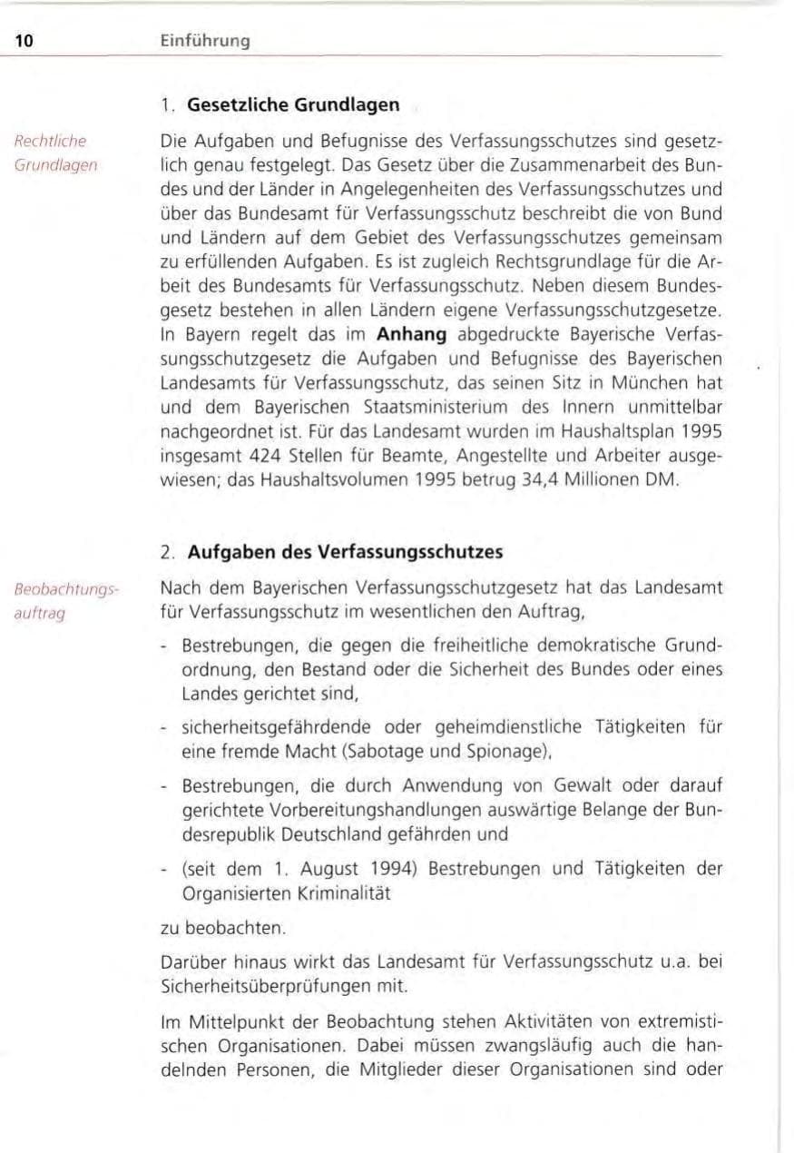 Seite 10 des Verfassungsschutzbericht 1995 Bayern