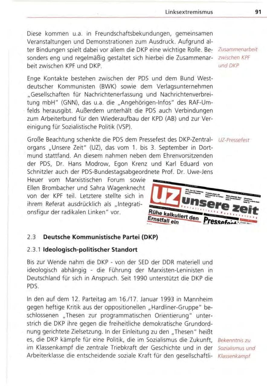 Seite 91 des Verfassungsschutzbericht 1995 Bayern