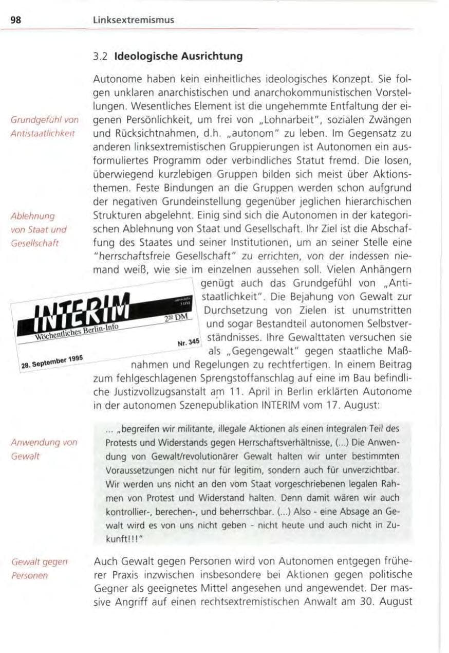 Seite 98 des Verfassungsschutzbericht 1995 Bayern
