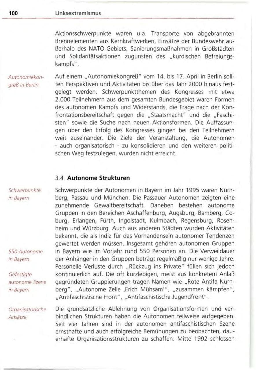 Seite 100 des Verfassungsschutzbericht 1995 Bayern