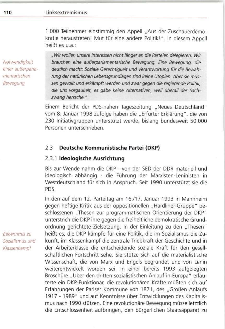 Seite 110 des Verfassungsschutzbericht 1997 Bayern