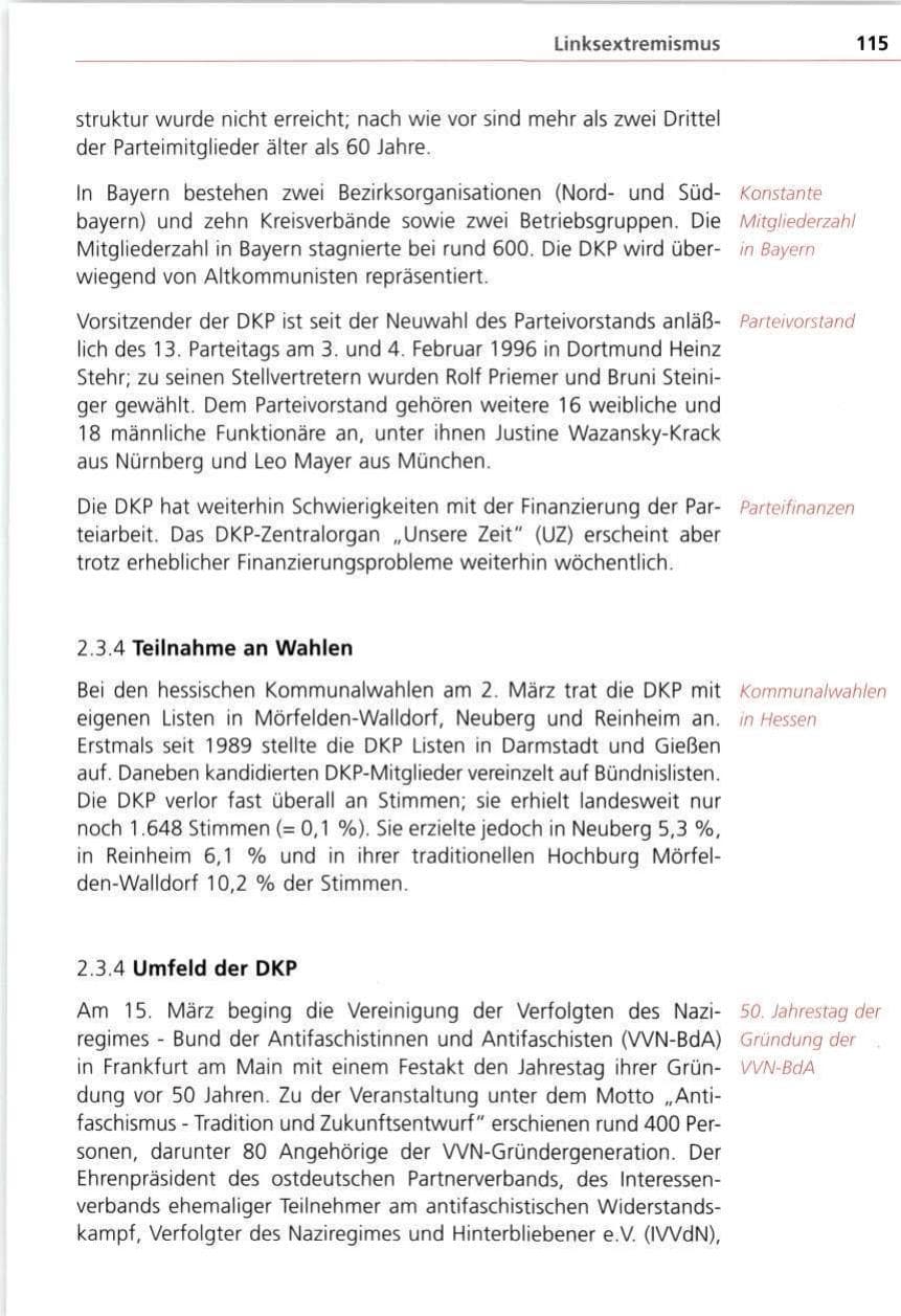 Seite 115 des Verfassungsschutzbericht 1997 Bayern