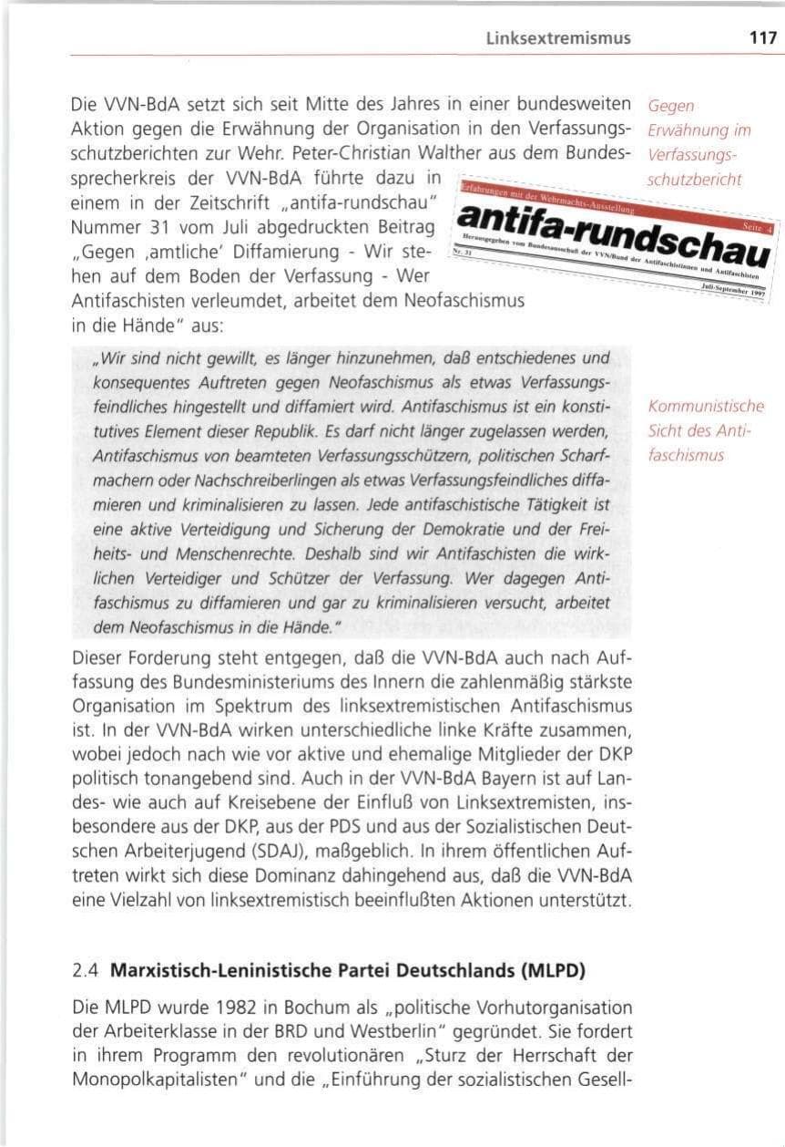 Seite 117 des Verfassungsschutzbericht 1997 Bayern