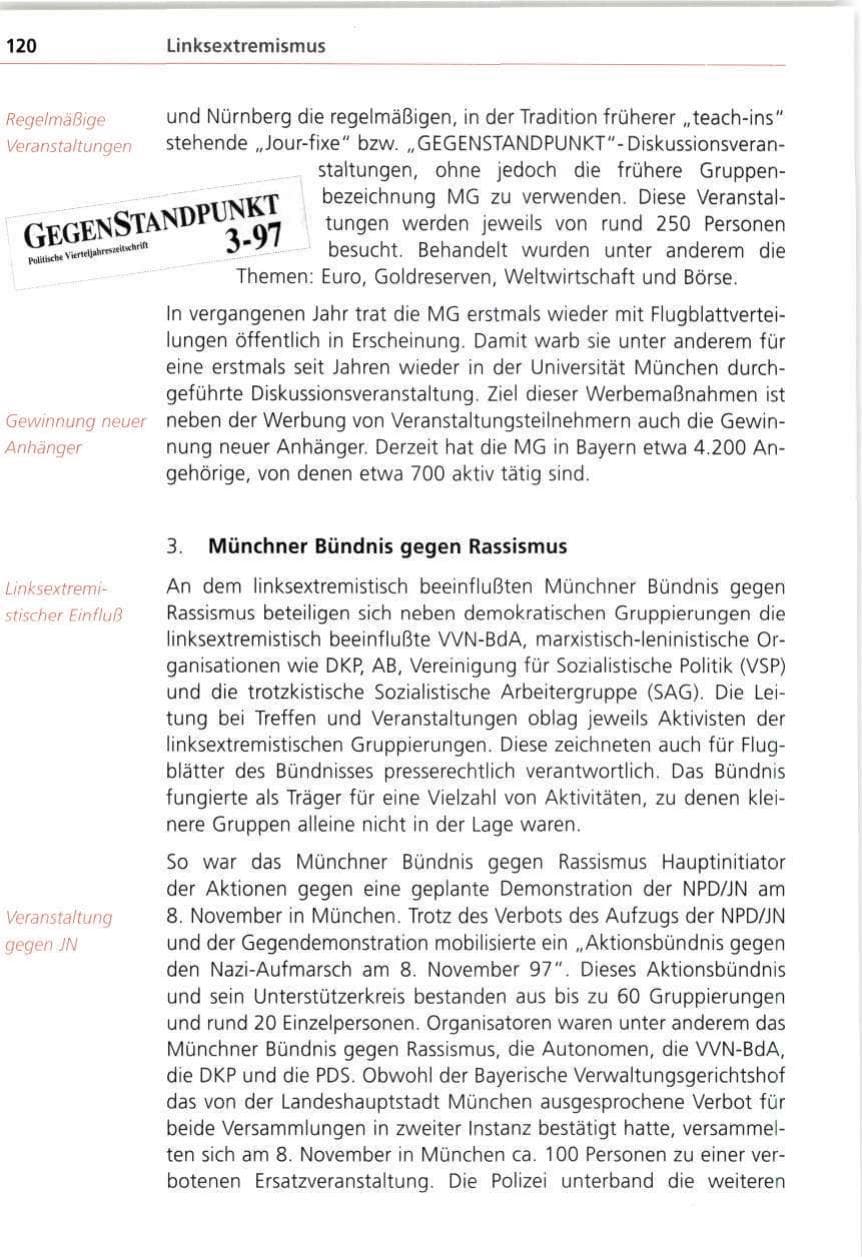 Seite 120 des Verfassungsschutzbericht 1997 Bayern