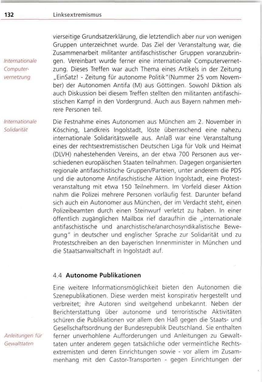 Seite 132 des Verfassungsschutzbericht 1997 Bayern