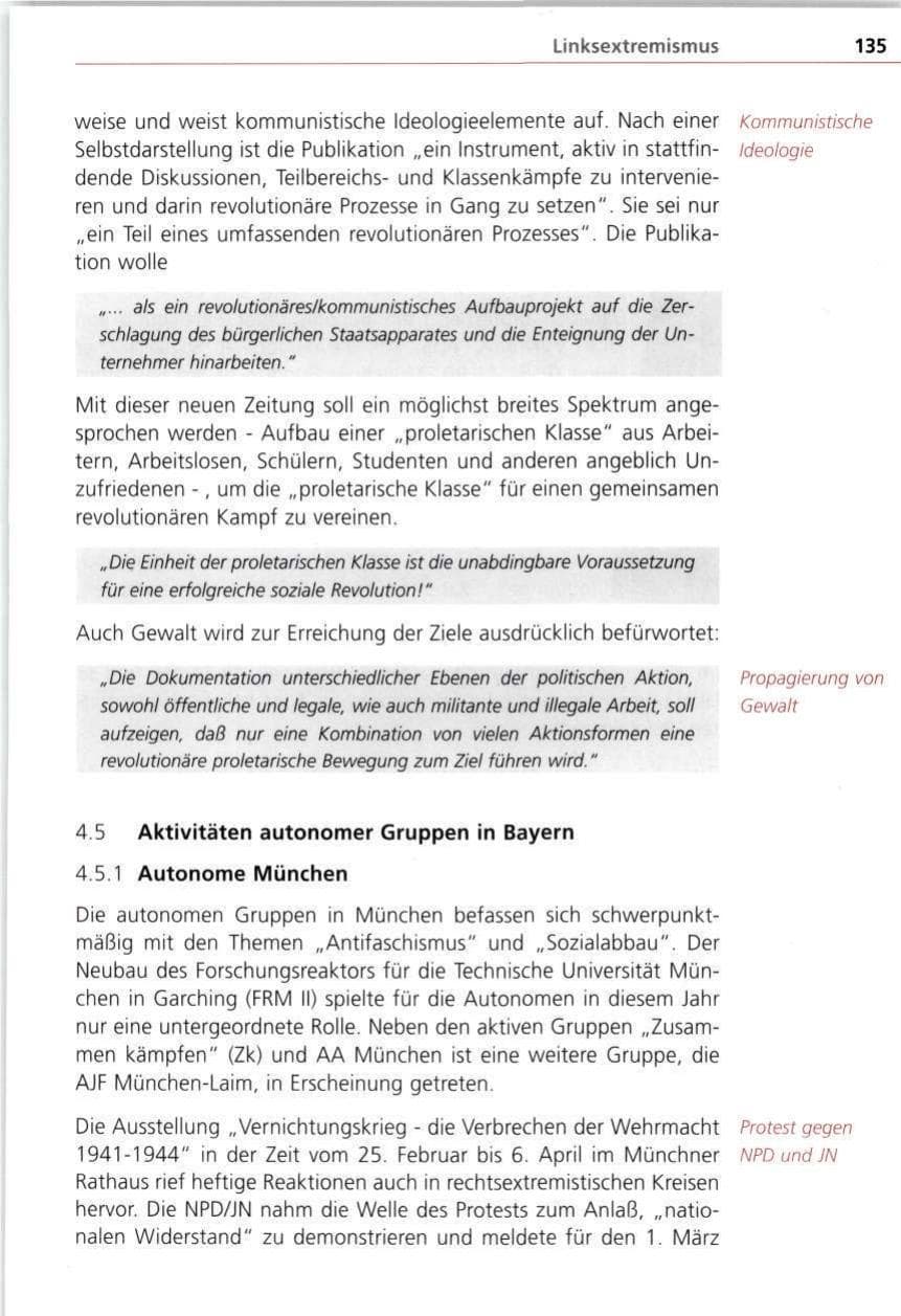 Seite 135 des Verfassungsschutzbericht 1997 Bayern