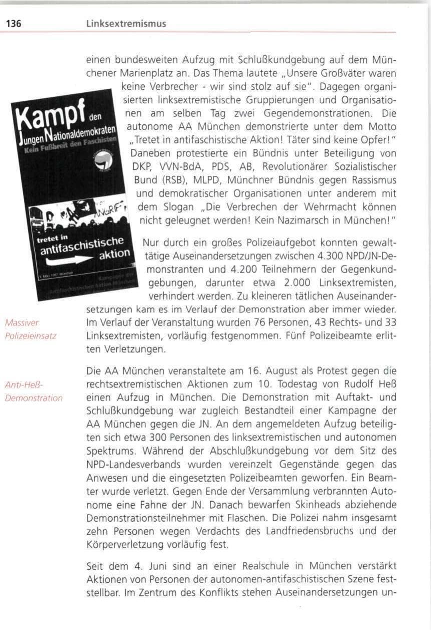 Seite 136 des Verfassungsschutzbericht 1997 Bayern