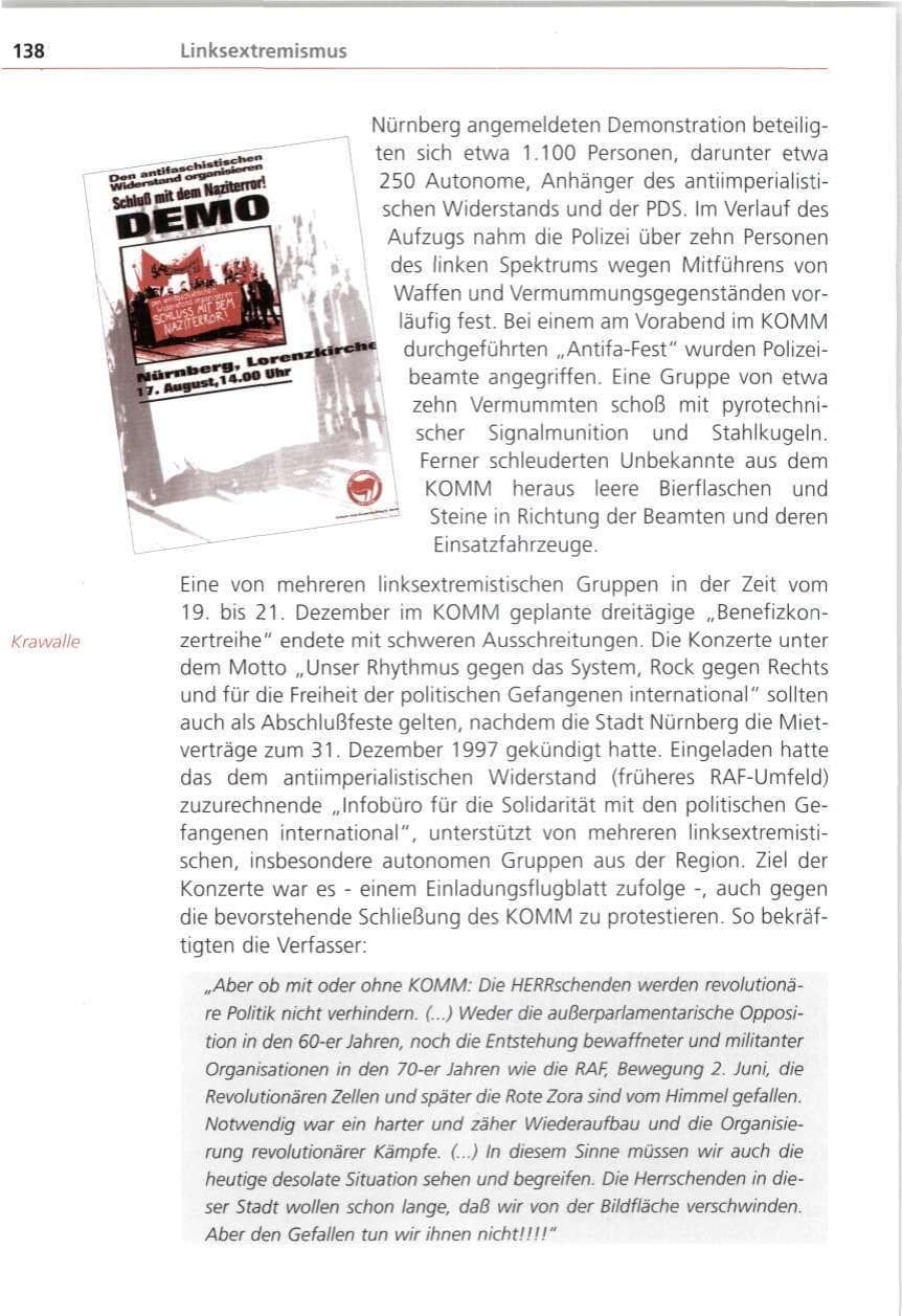 Seite 138 des Verfassungsschutzbericht 1997 Bayern