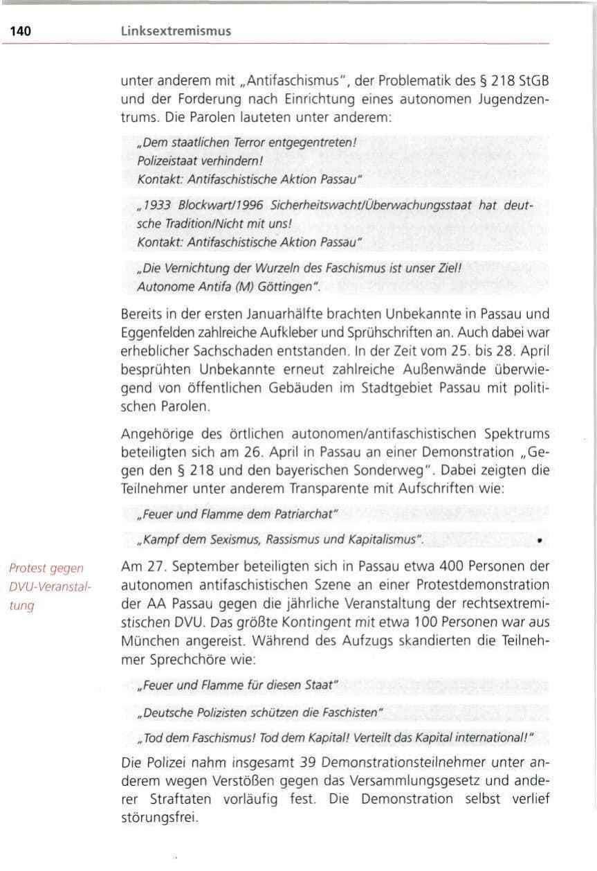 Seite 140 des Verfassungsschutzbericht 1997 Bayern