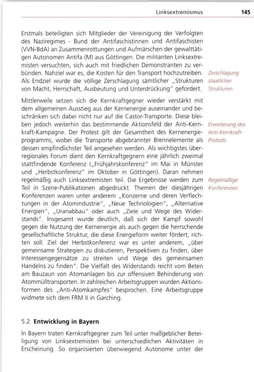 Seite 145 des Verfassungsschutzbericht 1997 Bayern