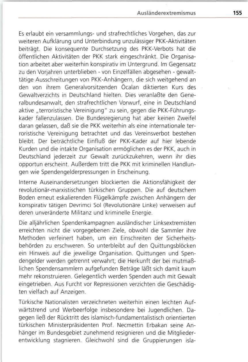 Seite 155 des Verfassungsschutzbericht 1997 Bayern