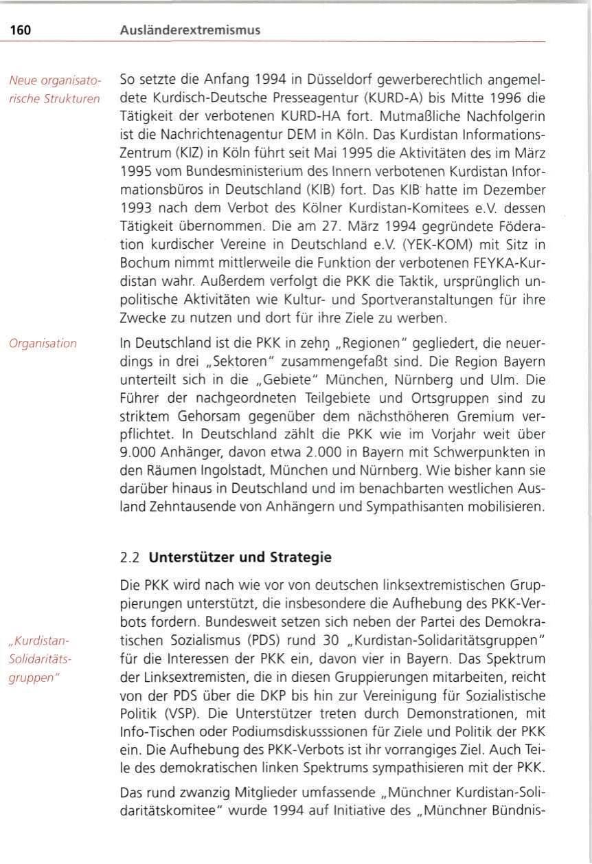 Seite 160 des Verfassungsschutzbericht 1997 Bayern