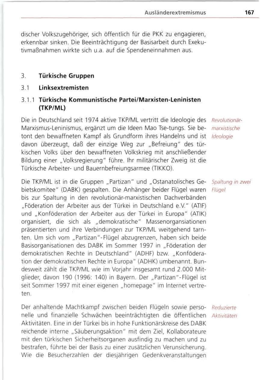 Seite 167 des Verfassungsschutzbericht 1997 Bayern