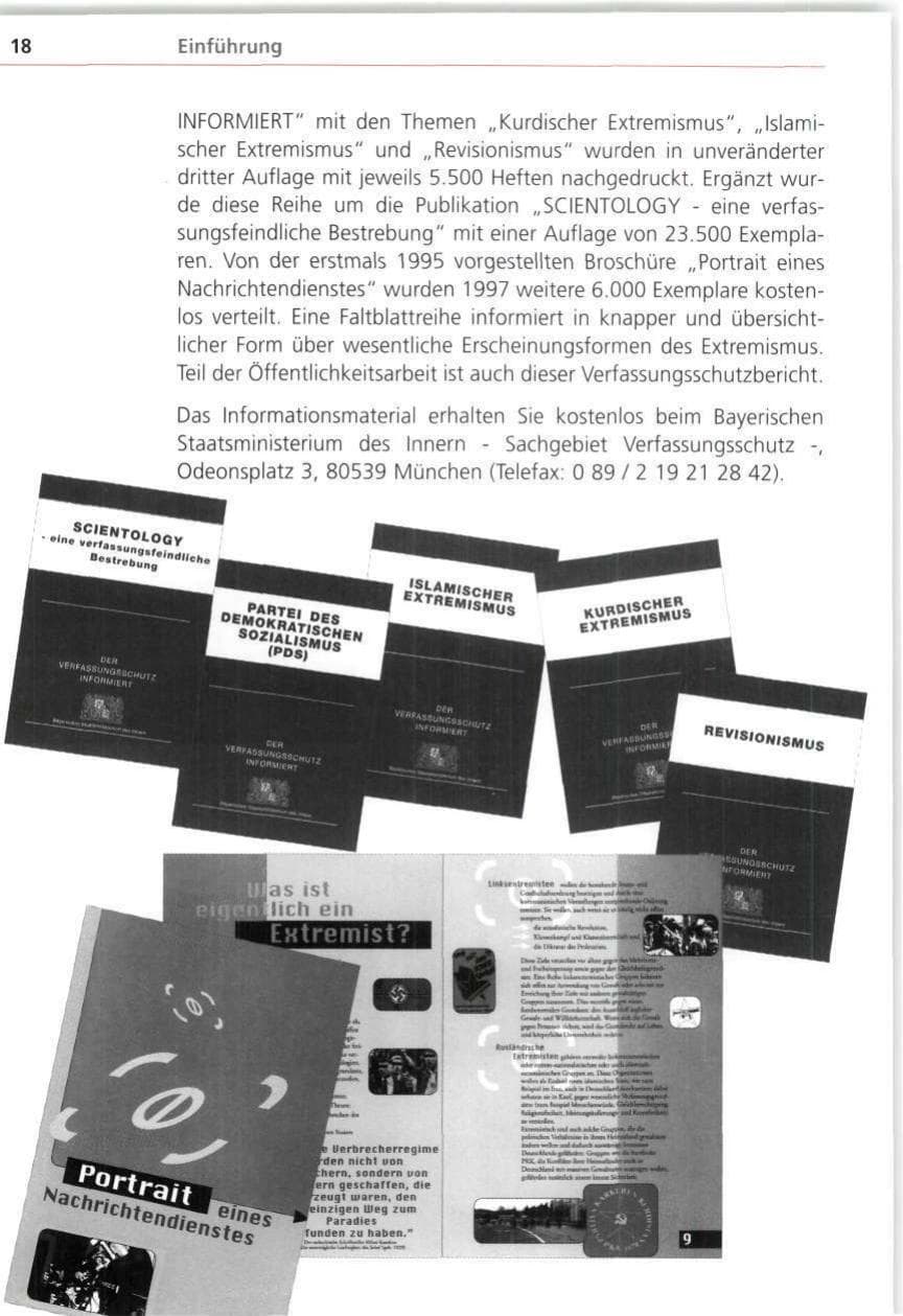 Seite 18 des Verfassungsschutzbericht 1997 Bayern
