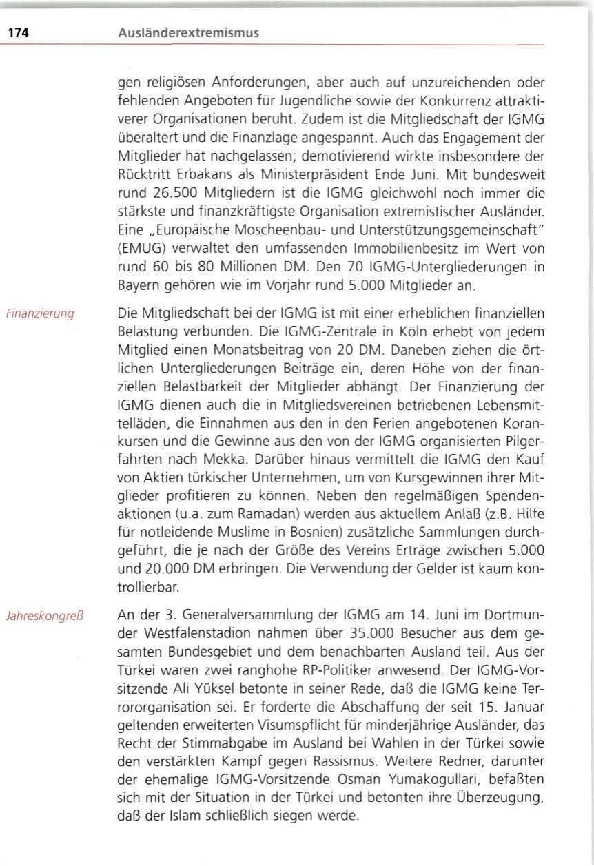 Seite 174 des Verfassungsschutzbericht 1997 Bayern
