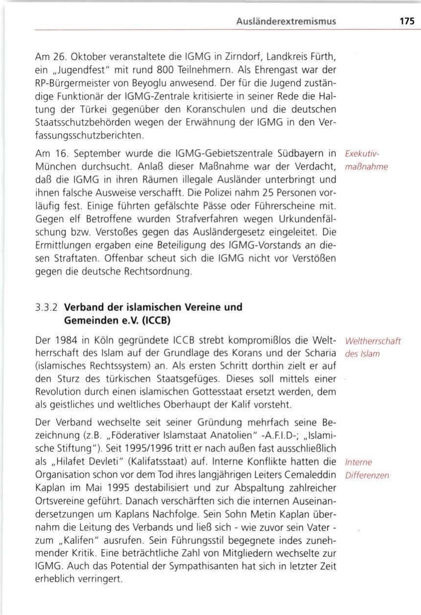 Seite 175 des Verfassungsschutzbericht 1997 Bayern
