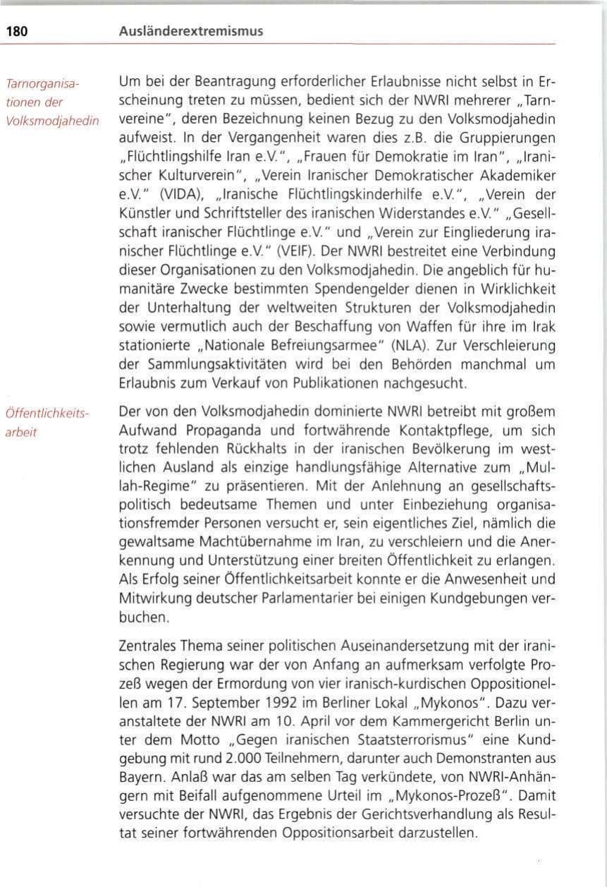 Seite 180 des Verfassungsschutzbericht 1997 Bayern