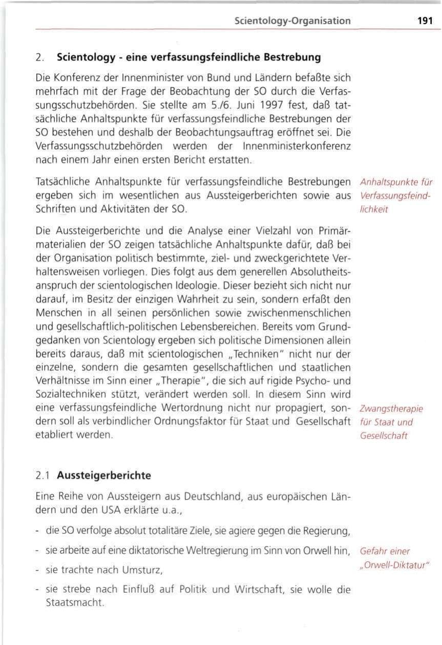 Seite 191 des Verfassungsschutzbericht 1997 Bayern