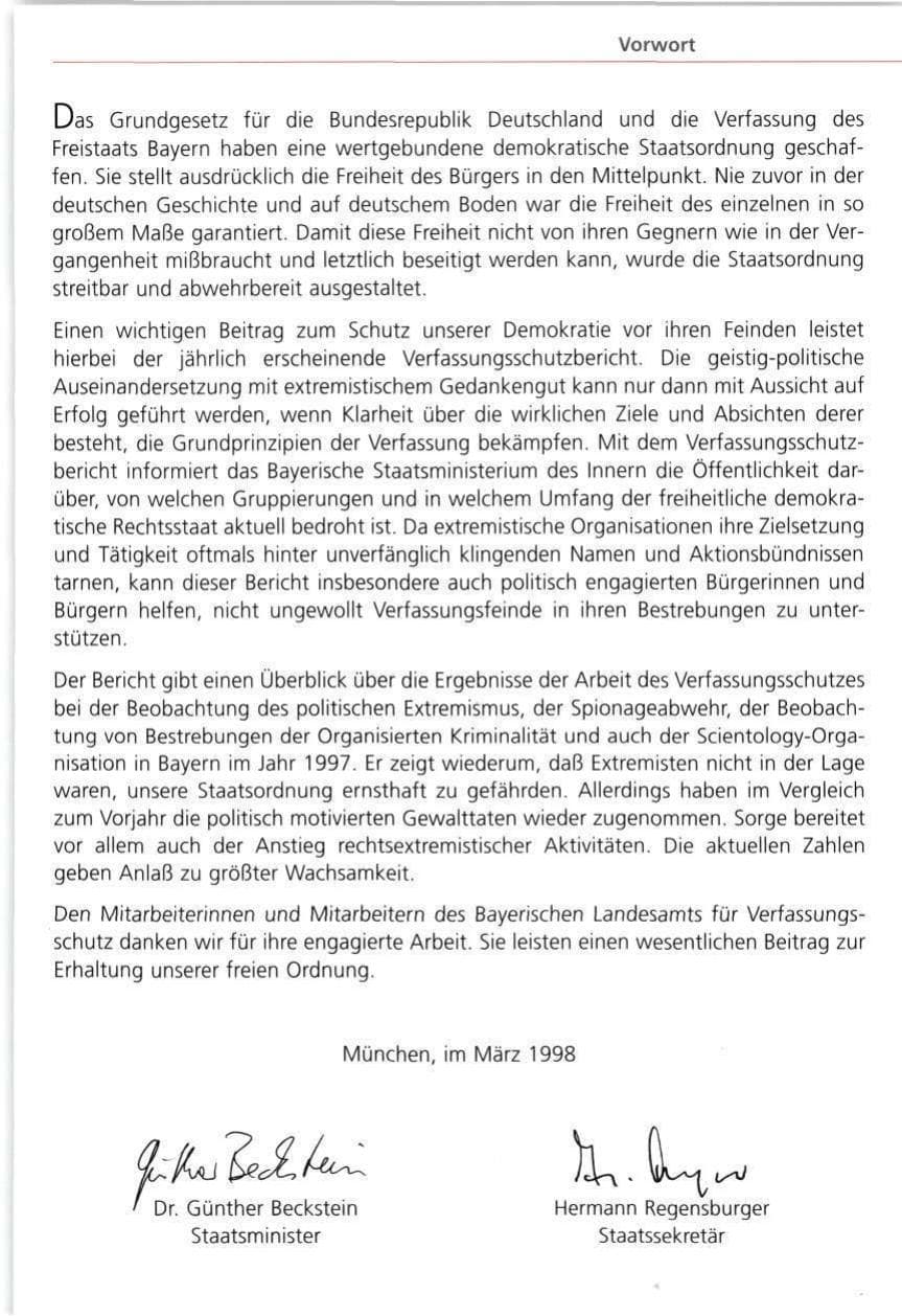 Seite 3 des Verfassungsschutzbericht 1997 Bayern