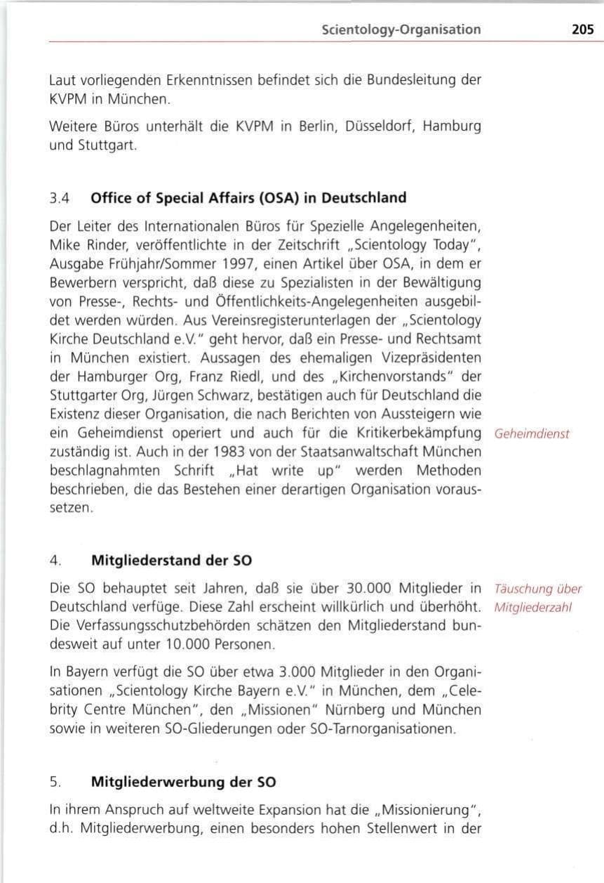 Seite 205 des Verfassungsschutzbericht 1997 Bayern