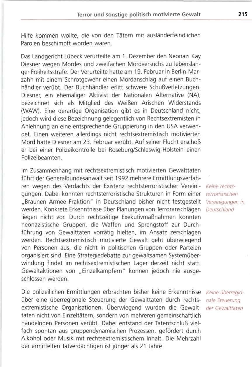 Seite 215 des Verfassungsschutzbericht 1997 Bayern