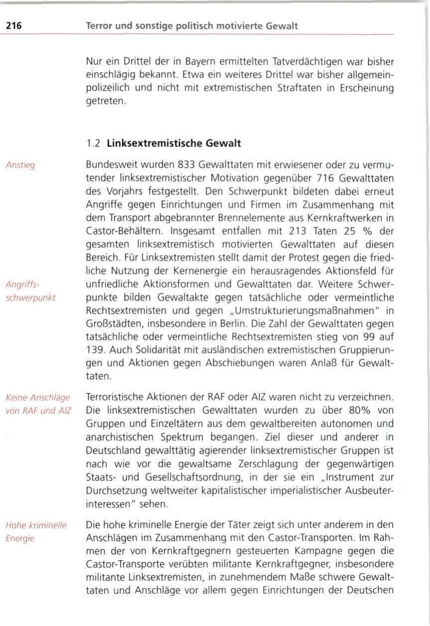 Seite 216 des Verfassungsschutzbericht 1997 Bayern