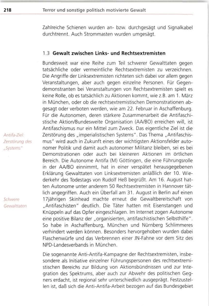 Seite 218 des Verfassungsschutzbericht 1997 Bayern