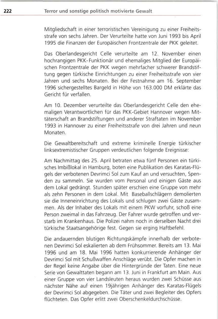 Seite 222 des Verfassungsschutzbericht 1997 Bayern