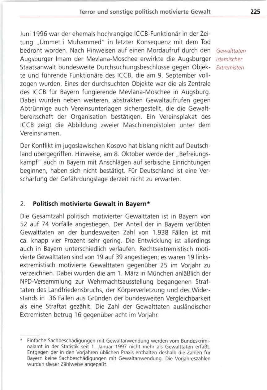 Seite 225 des Verfassungsschutzbericht 1997 Bayern