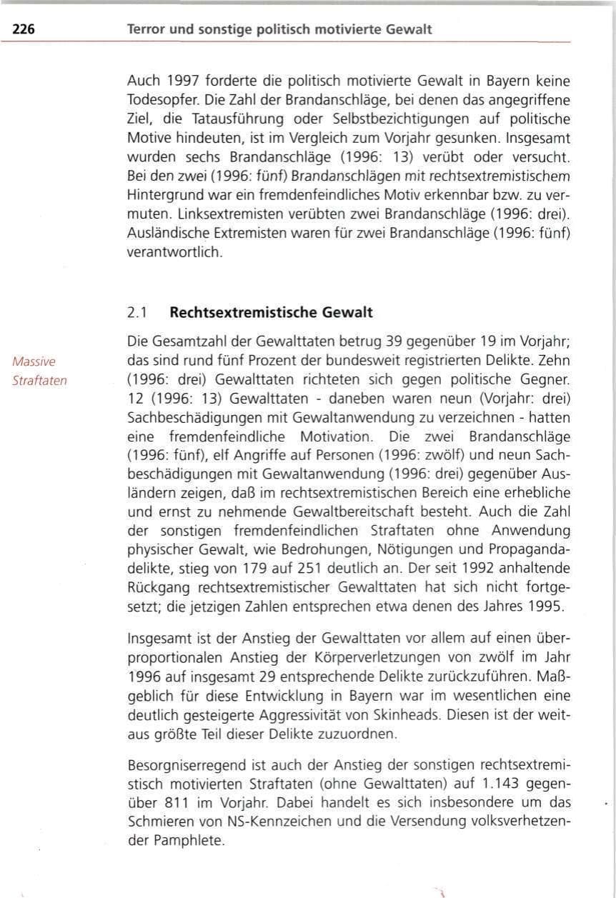 Seite 226 des Verfassungsschutzbericht 1997 Bayern