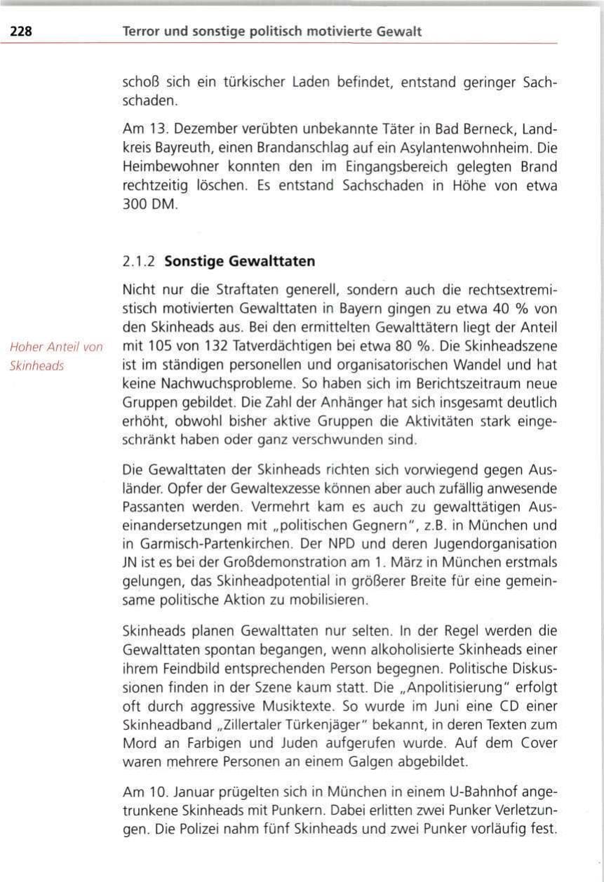Seite 228 des Verfassungsschutzbericht 1997 Bayern