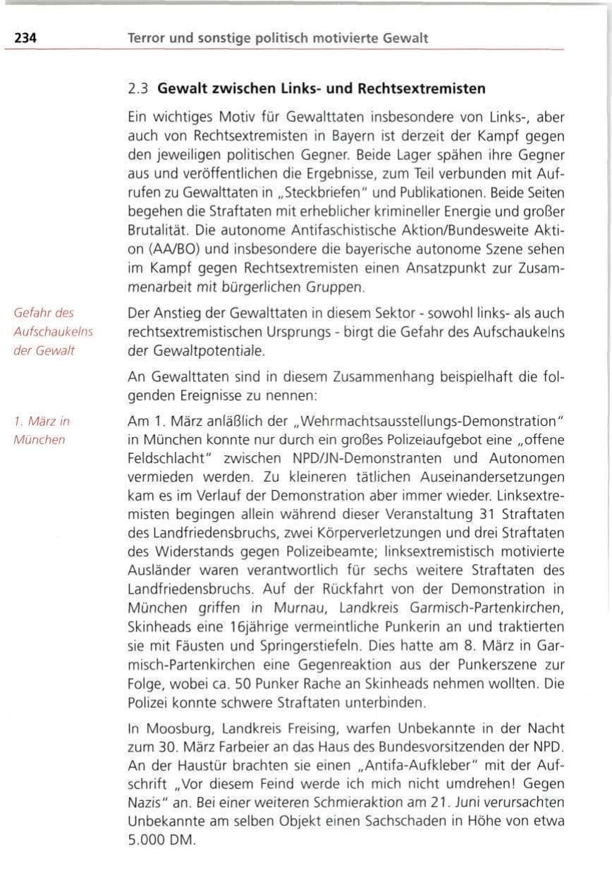 Seite 234 des Verfassungsschutzbericht 1997 Bayern