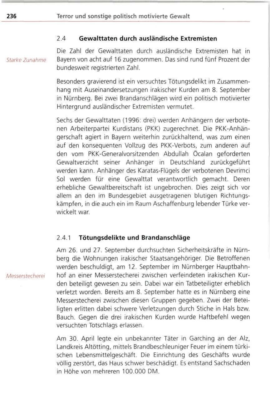 Seite 236 des Verfassungsschutzbericht 1997 Bayern