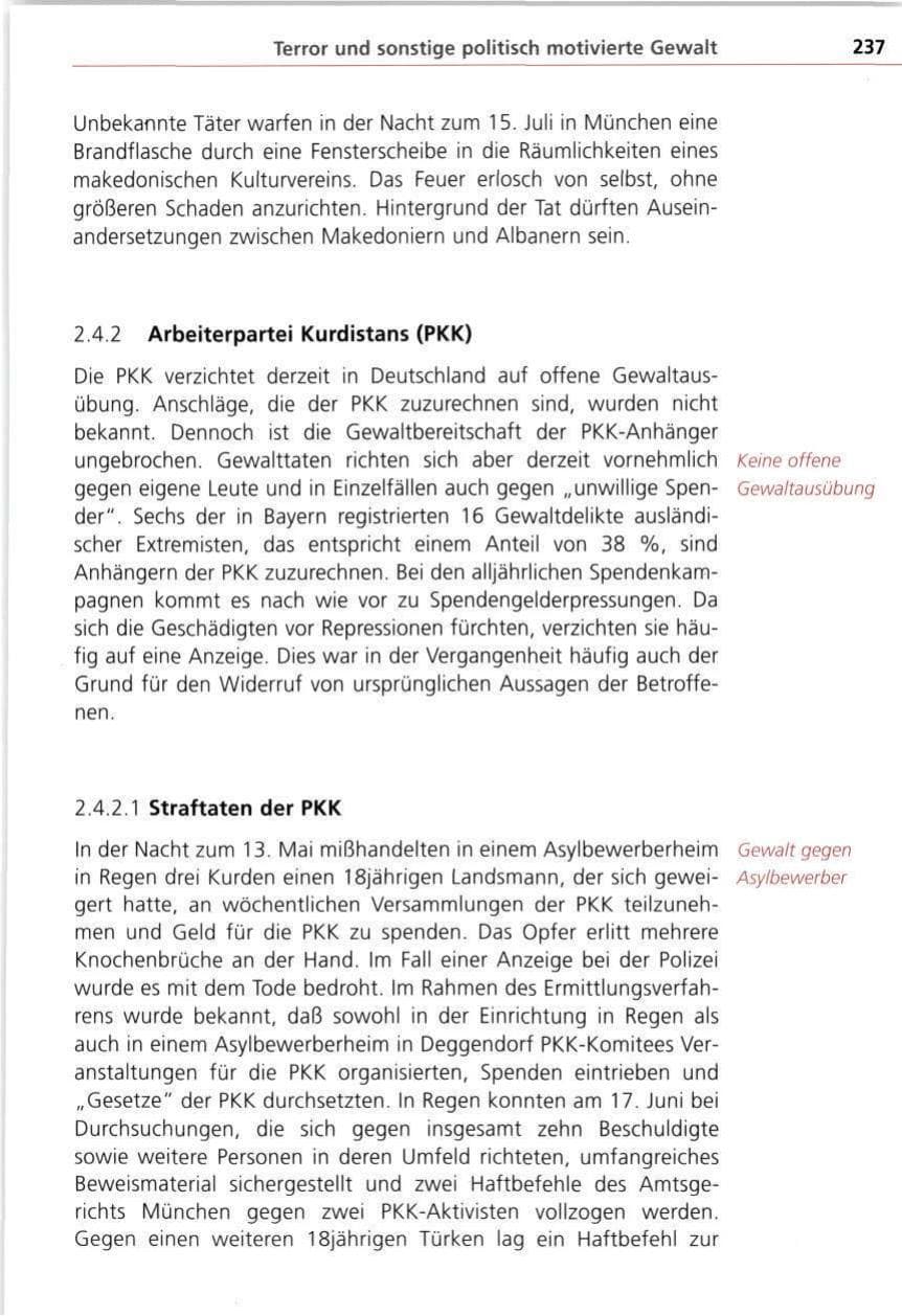 Seite 237 des Verfassungsschutzbericht 1997 Bayern