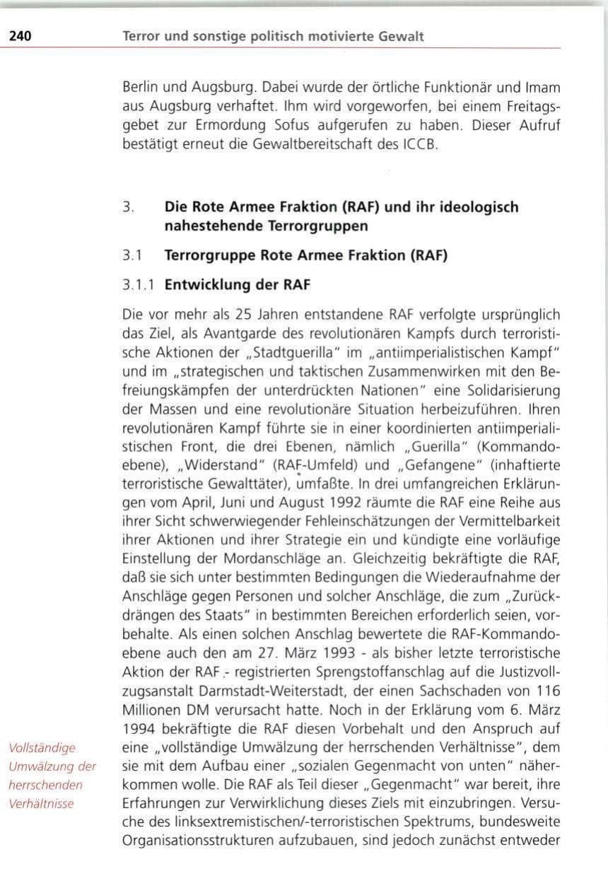 Seite 240 des Verfassungsschutzbericht 1997 Bayern
