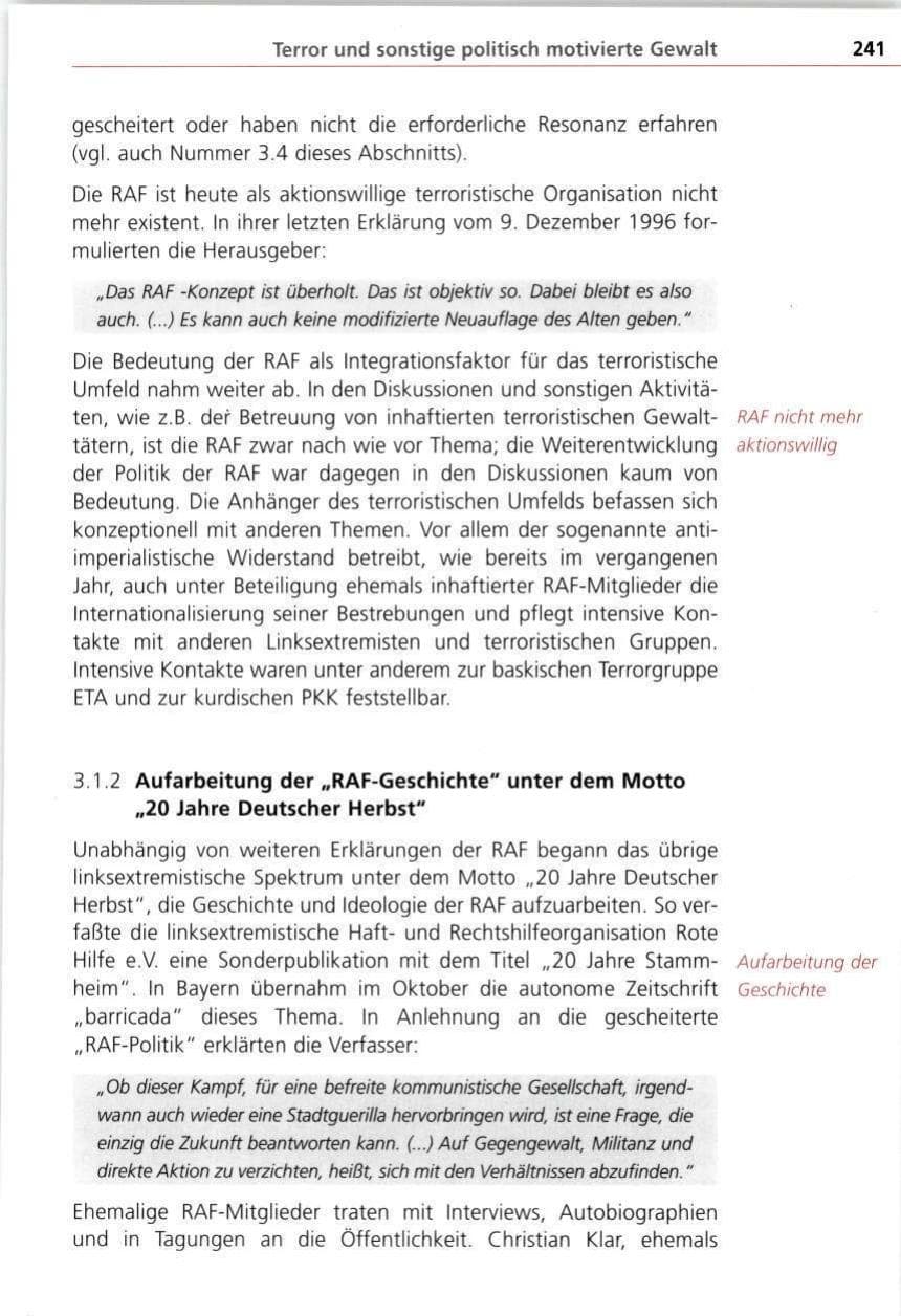 Seite 241 des Verfassungsschutzbericht 1997 Bayern