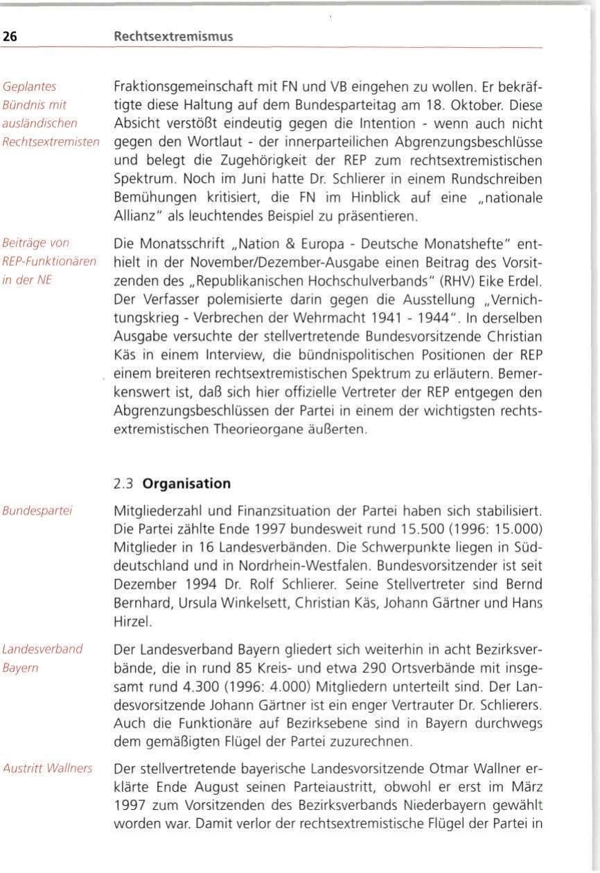 Seite 26 des Verfassungsschutzbericht 1997 Bayern