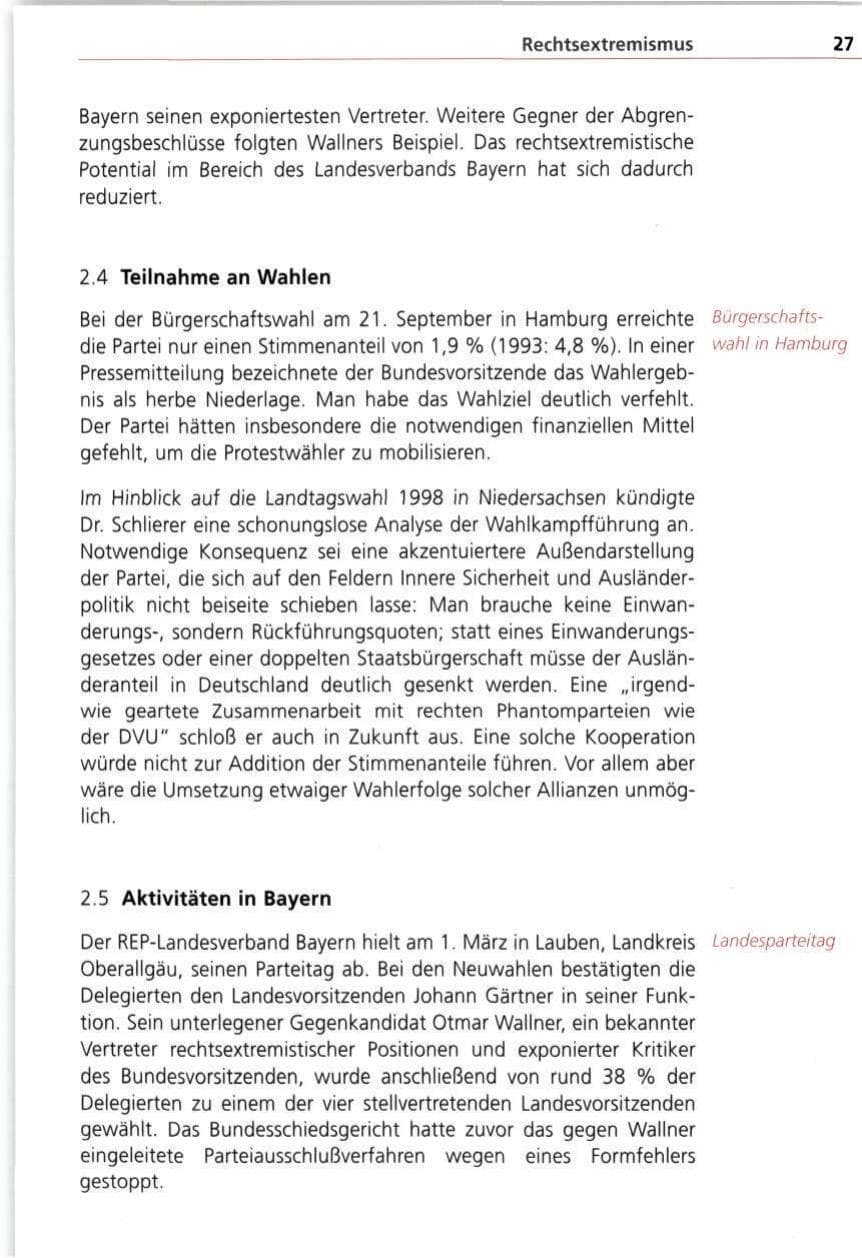 Seite 27 des Verfassungsschutzbericht 1997 Bayern