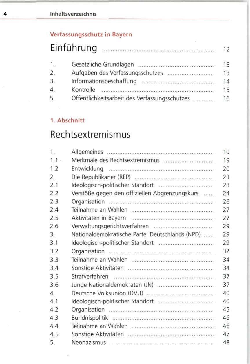 Seite 4 des Verfassungsschutzbericht 1997 Bayern