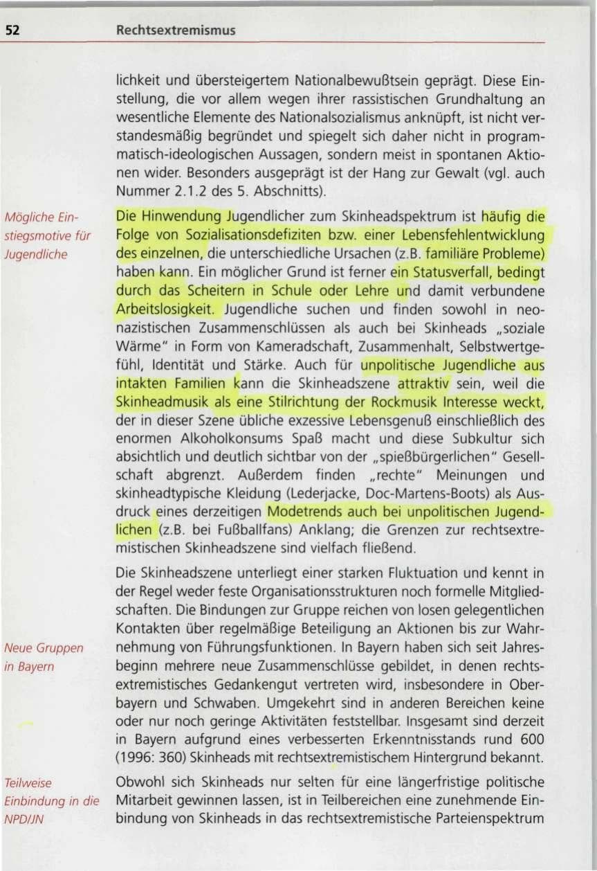 Seite 52 des Verfassungsschutzbericht 1997 Bayern