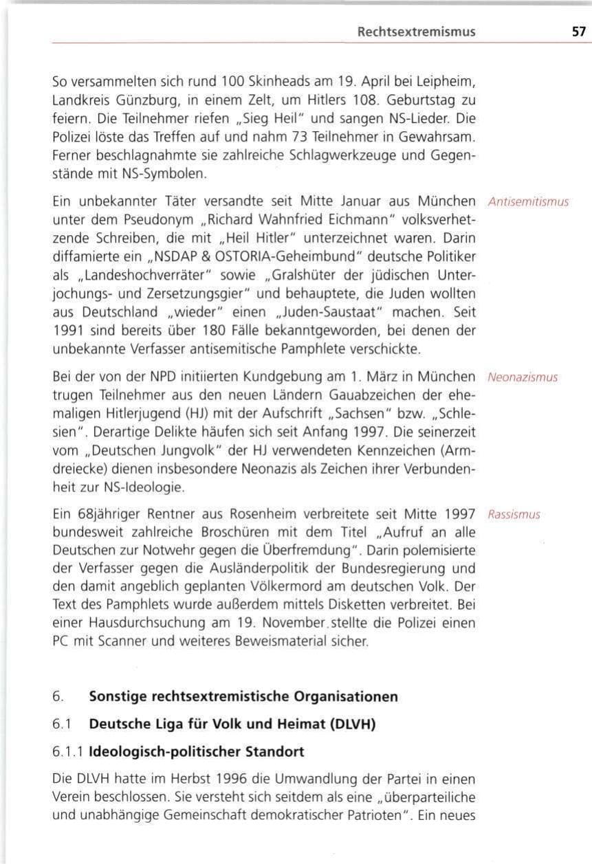 Seite 57 des Verfassungsschutzbericht 1997 Bayern